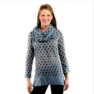 Gretchen Scott Designs-Medium Funnel Tunic in Moorish Charcoal/Blue